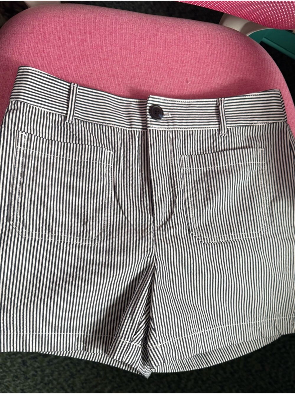 LOFT Navy blue & White Striped Shorts